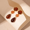 Maillard Amber Acrylic Teardrop Long Dangle Earrings 6W6JER944