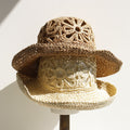 Summer Hollow Hand-Crochet Straw Bucket Hat 8BK6HAT174L