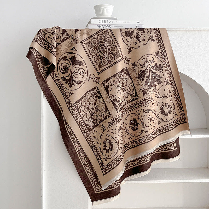 Jacquard Tassel Shawl Scarf - DippedShop Wholesale - #0483