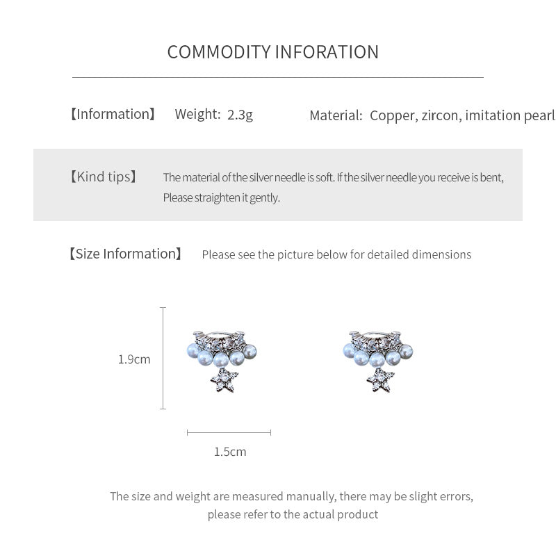 Luxury Layered Zircon Pearl Star Huggie Earrings 6W6JER767