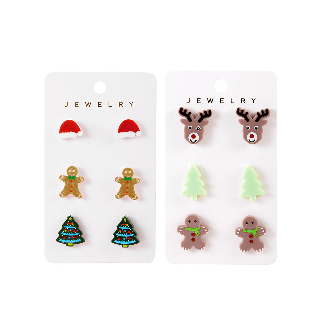 Cute Cartoon Mini Christmas Tree Stud Earrings 6W6JER684