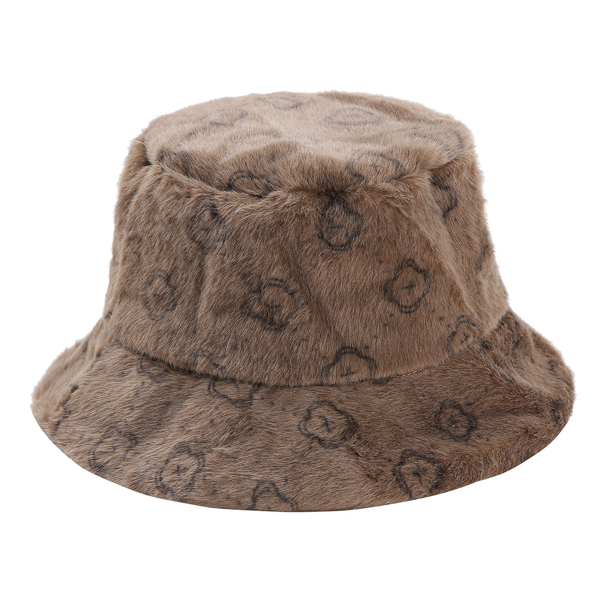 Cute Color Block Fluffy Fur Warm Bucket Hat 6W6HAT818