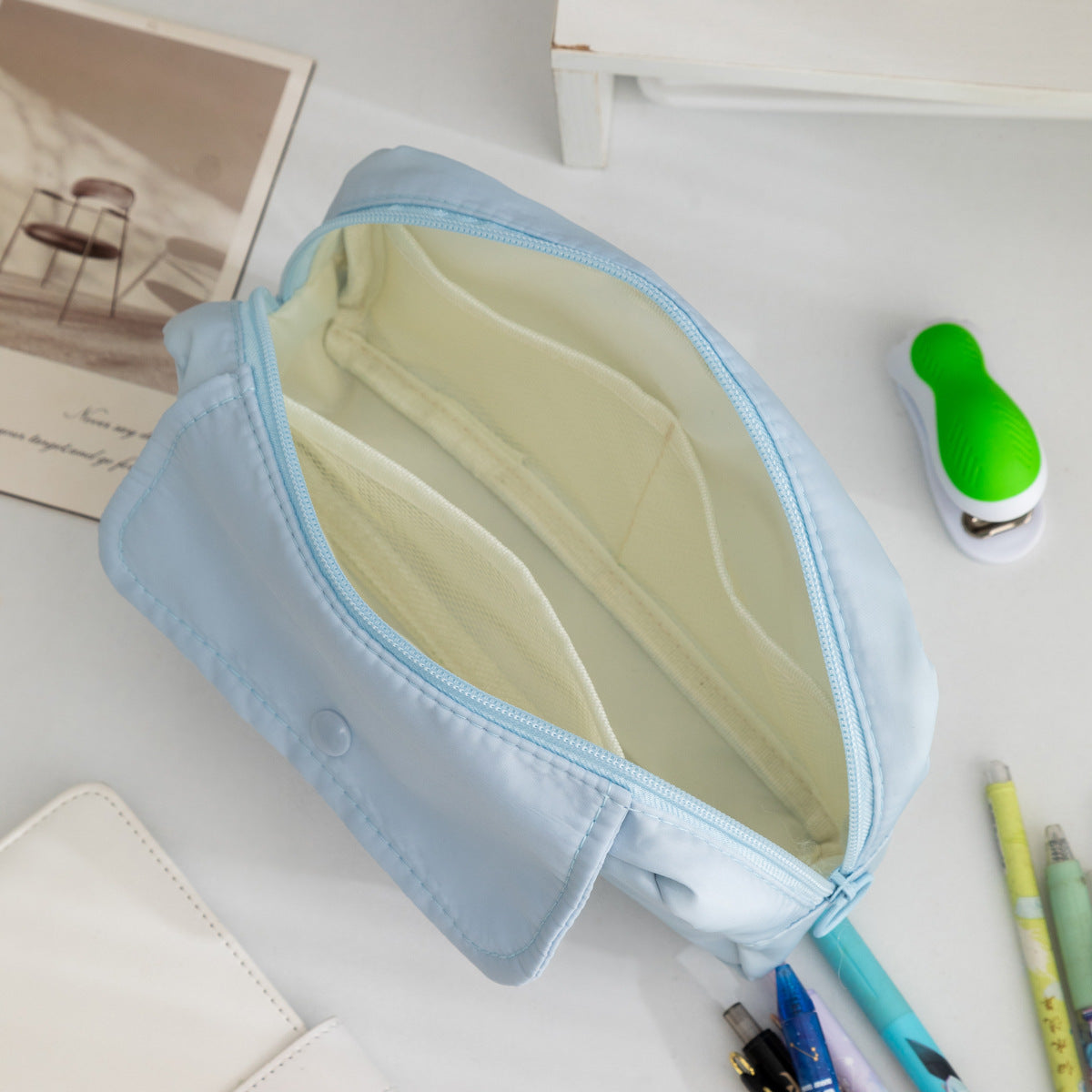 Stylish Solid Color Large Capacity Pencil Pouch 6S10BOB1046