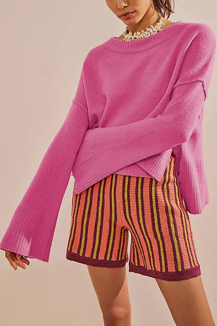 Solid Flared Sleeve Sweater - DippedShop Wholesale - #4387