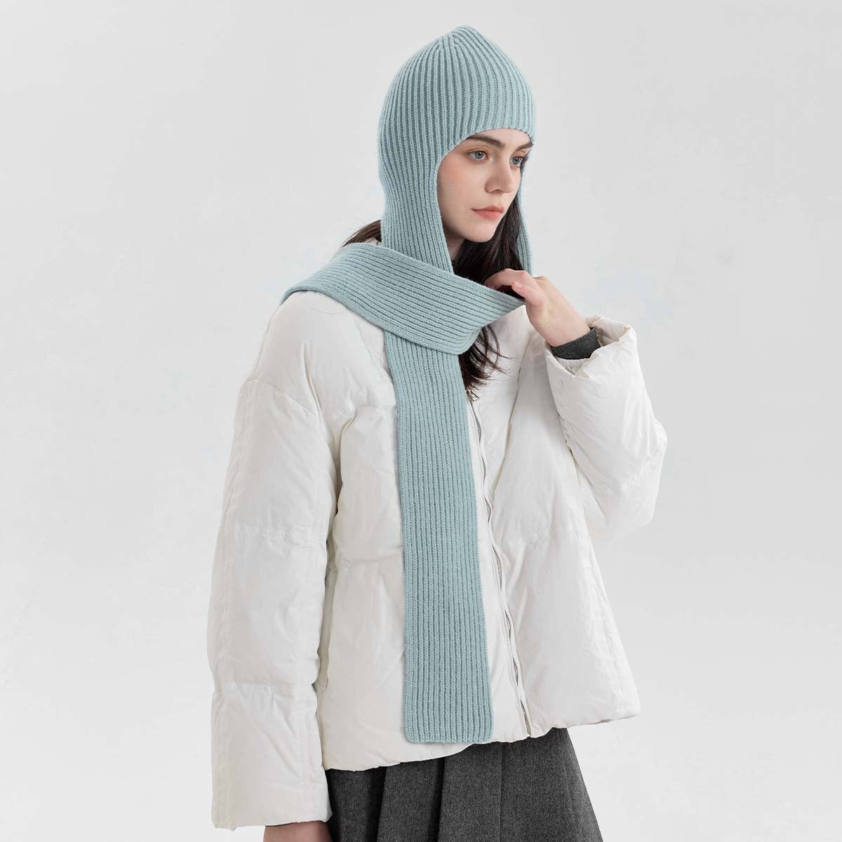 Stylish Solid Color Warm Hooded Scarf 6W6NSW252