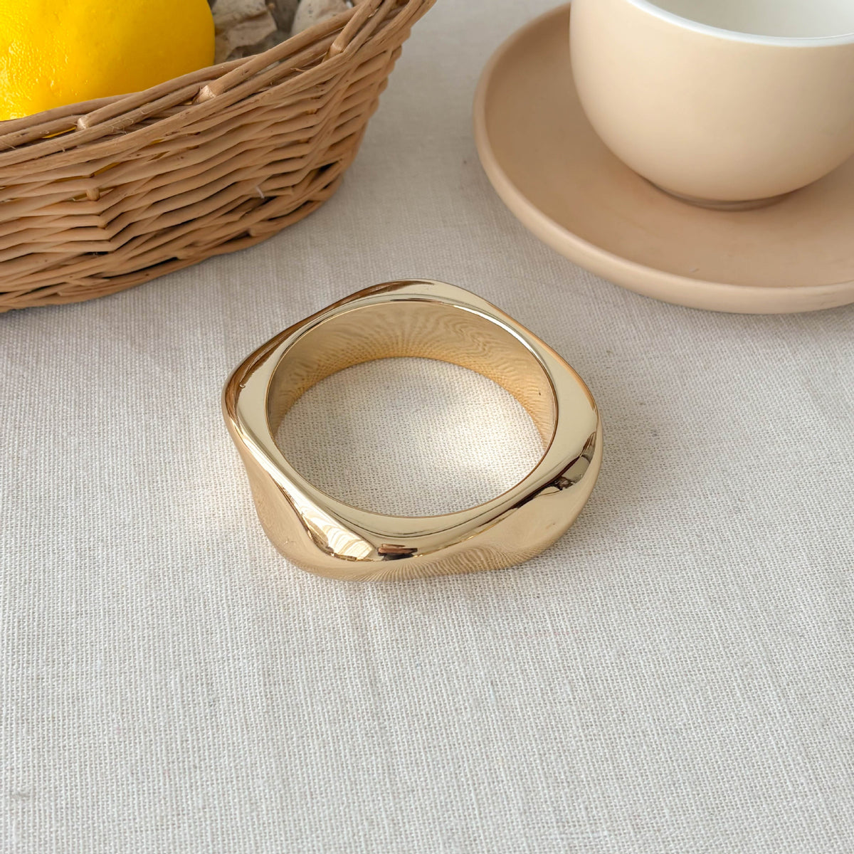 Chunky Gold Plated Irregular Statement Open Bracelet 6W6JBR582