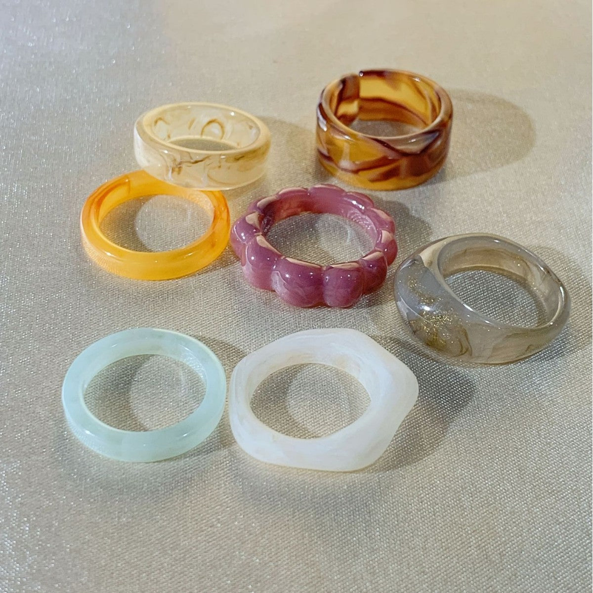 Unique Irregular Resin Statement Ring Set 6W6JRG293