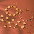 Fashion Gold Plated Rhinestone Flower Chain Bracelet 6W6JBR355