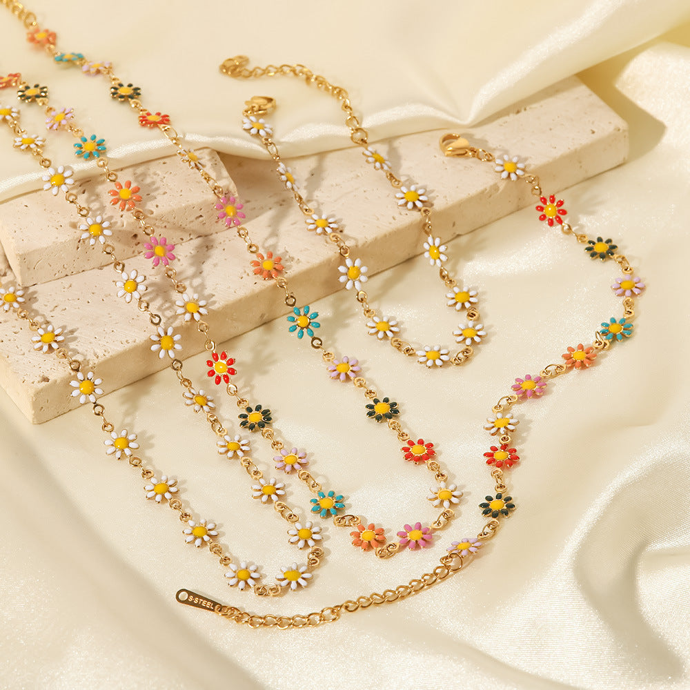 White/Colourful Daisy Chain Necklace DPJN43