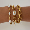 Chunky Pearl Gold Chain Bracelet - DippedShop Wholesale - #0499