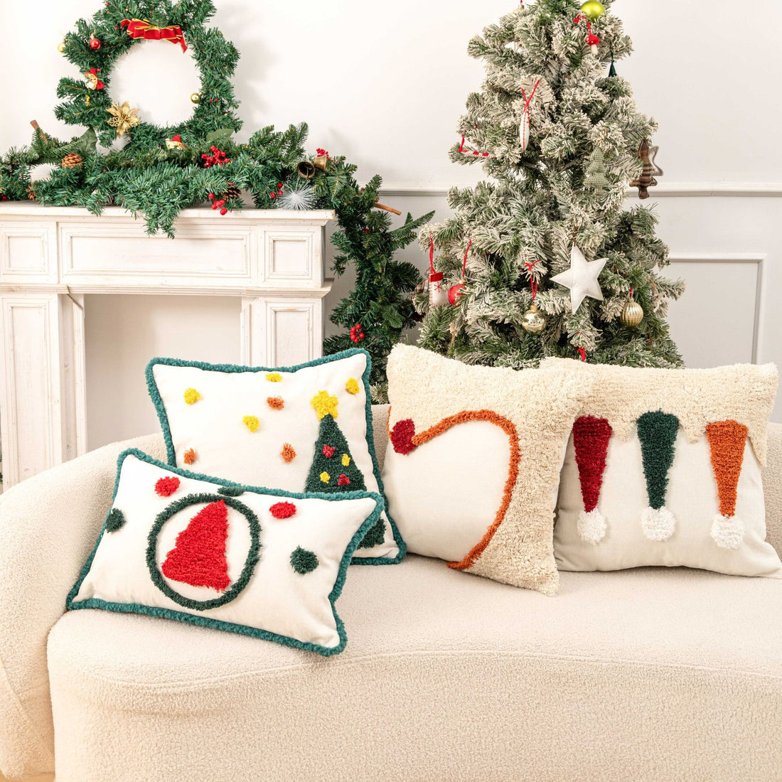 Minimalist Plush Embroidery Christmas Throw Pillow Case DP25H464