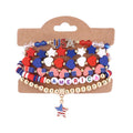 Stylish USA Flag Elastic Beaded Chain Bracelets Set 8ZA6JBR199T