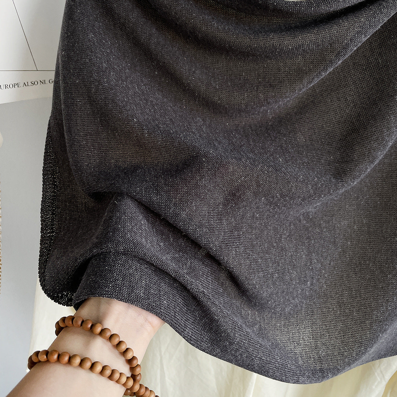 Solid Color Linen Shoulder Wrap Knit Shawl 6W6NSC125