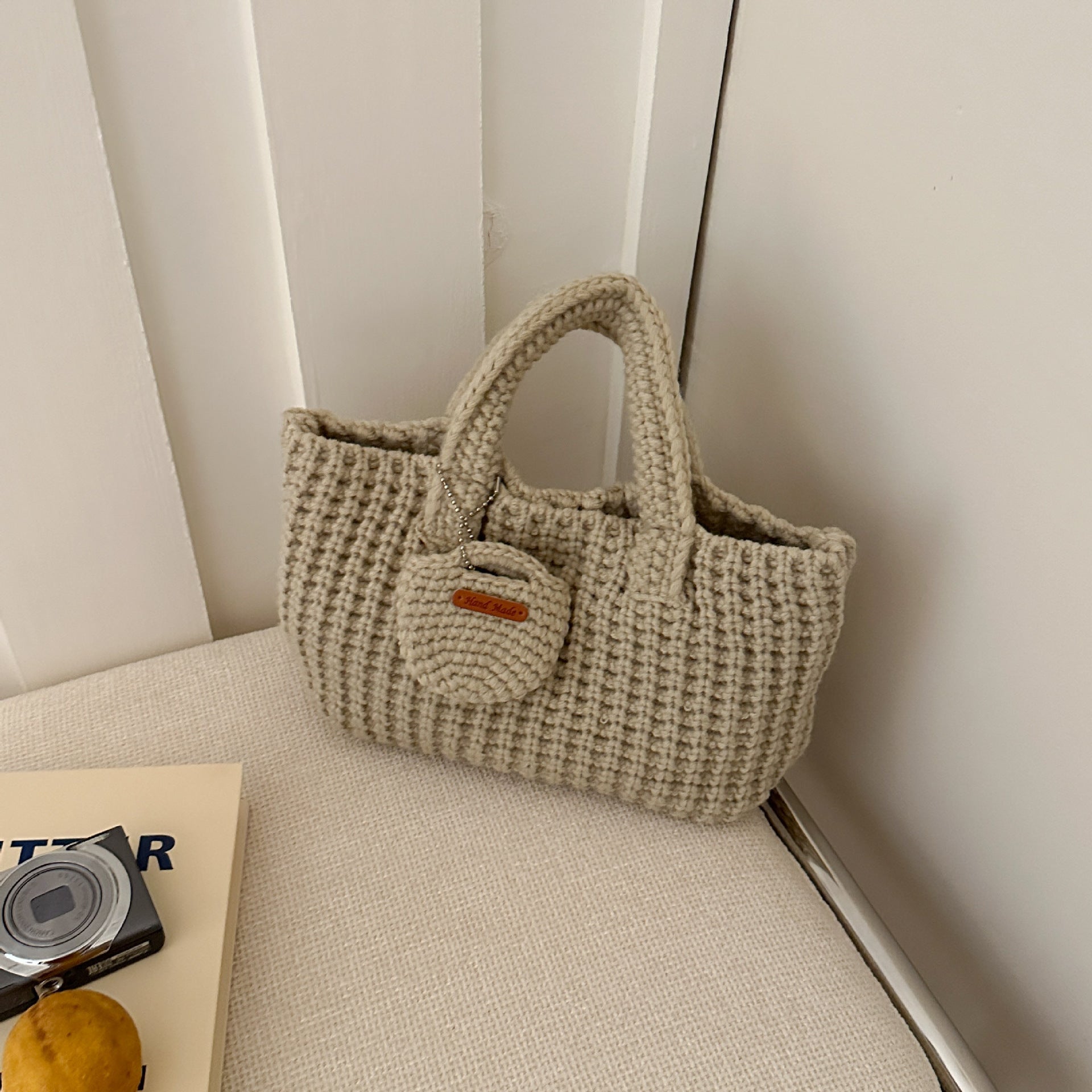 Casual Hand-Crochet Solid Color Handbag 6W10BBG1770