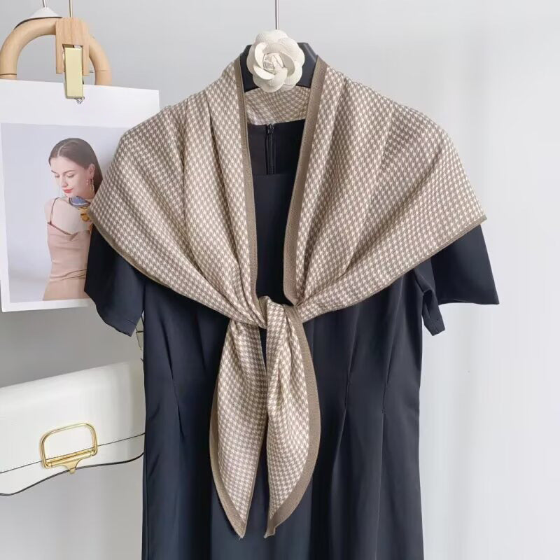 Classic Houndstooth Silk Scarf - DippedShop Wholesale - #3811