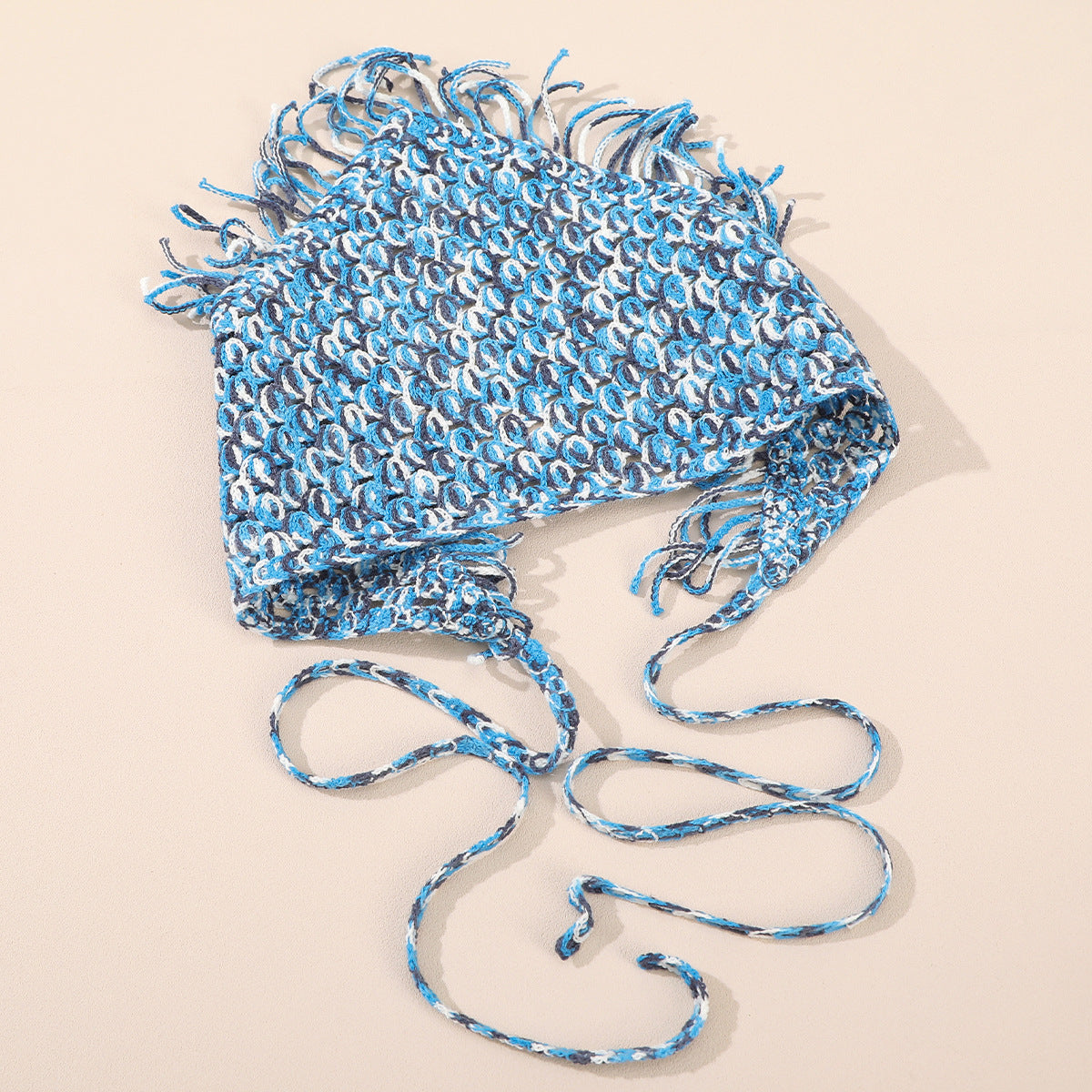 Boho Color Block Tassel Knit Triangle Headscarf MK2BK6W6HHS12