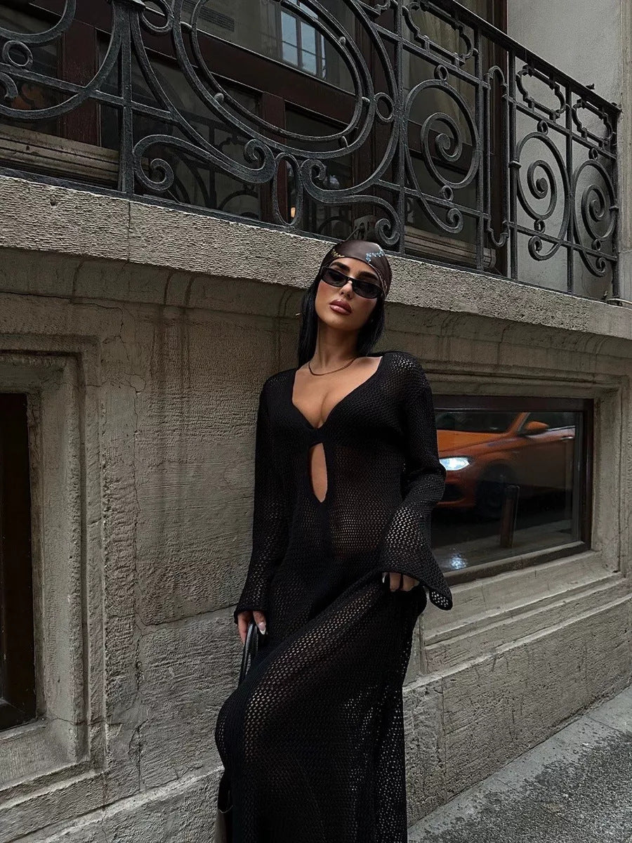 Sexy V-Neck Knit Cover Up - DippedShop Wholesale - #7731