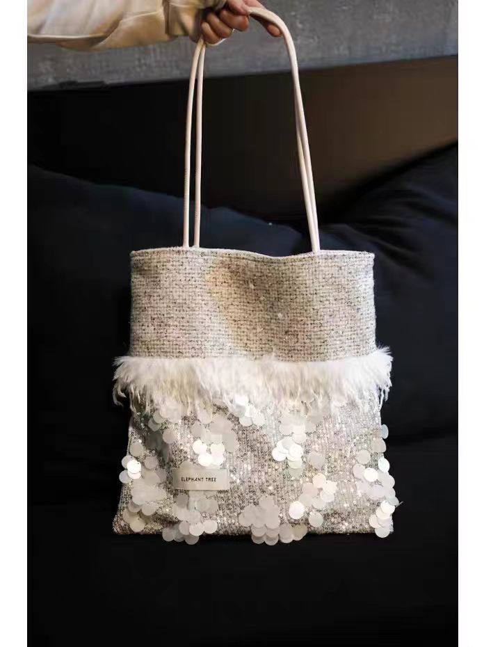 Feather Sequin Tote Bag - DippedShop Wholesale - #2947
