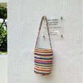 Boho-Style Multi Color Striped Woven Shoulder Bag 8CW6BBG524L