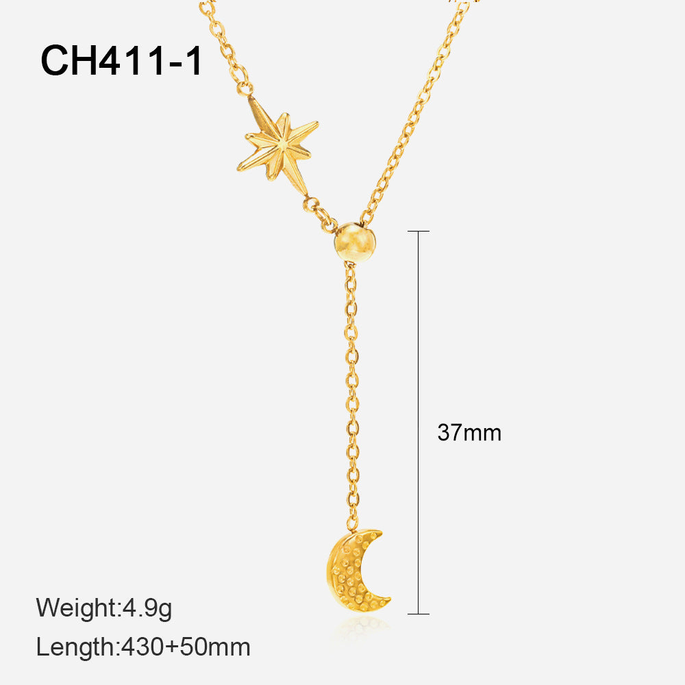 Chic Gold Plated Moon Pendant Choker Necklace 6W6JNC629