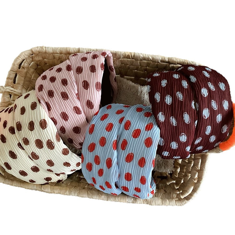 Vintage Polka Dots Ruched Wide Headband 6W6HBD287