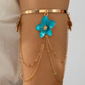 Trendy Exaggerated Blue Flower Chain Anklets 8ZA6JAB44L