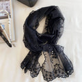 Sweet Solid Color Floral Lace Silk Scarf 6W6NSI220
