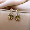 Fashion Green Cubic Zirconia Flower Stud Earrings 6W6JER752