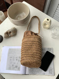 Minimalist Solid Color Hollow Straw Handbag 8CW6BBG522L