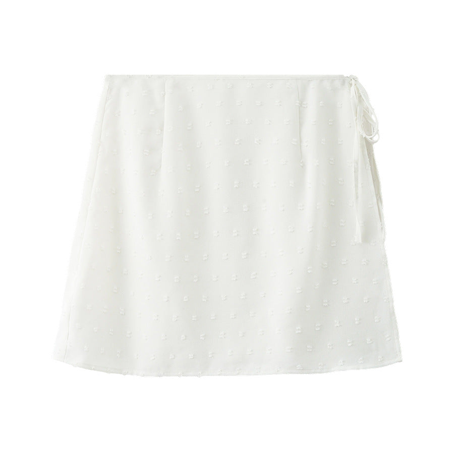 Fashion Jacquard Wrap Tie Side Layered Mini Skirt MK2BW6W1SL05