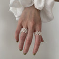 Pearl Braided Elastic Ring - DippedShop Wholesale - #8627