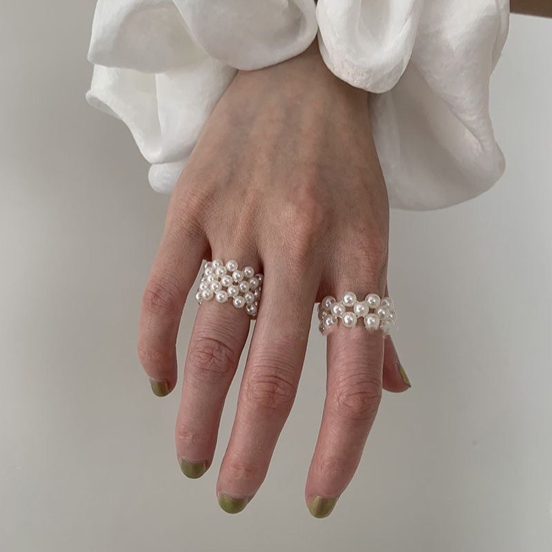 Pearl Braided Elastic Ring - DippedShop Wholesale - #8627