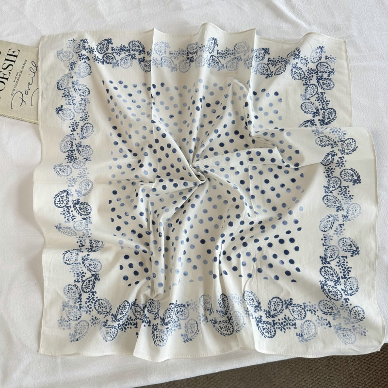 Vintage Striped Polka Dots Print Silk Scarf MK2BLW6W6NSI75