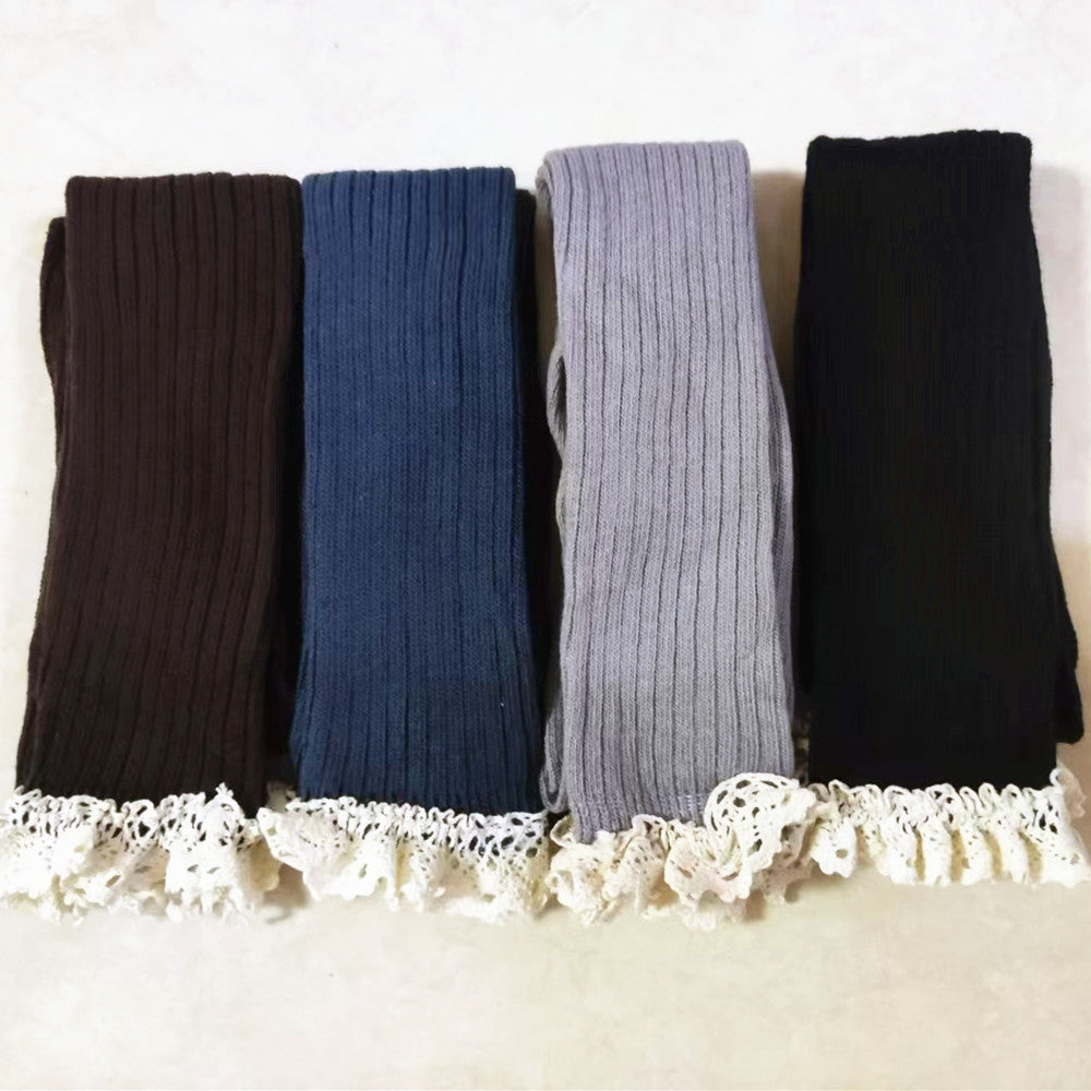 Sweet Lace Trim Chunky Knit Crew Socks 6W8FSO757