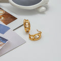 Gold Plated C-Shaped Stud Earrings - DippedShop Wholesale - #3923