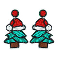 Handmade Christmas Tree Seed Bead Dangle Earrings 6W6JER689