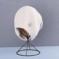 Rhinestone Solid Color Angora Knit Beanie 6W6HAT694