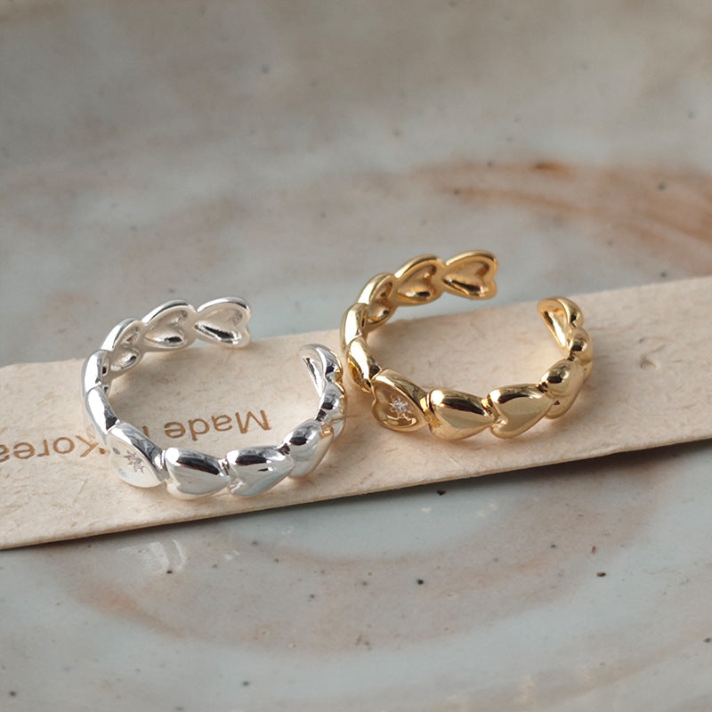 Gold Heart Zircon Open Ring - DippedShop Wholesale - #9587
