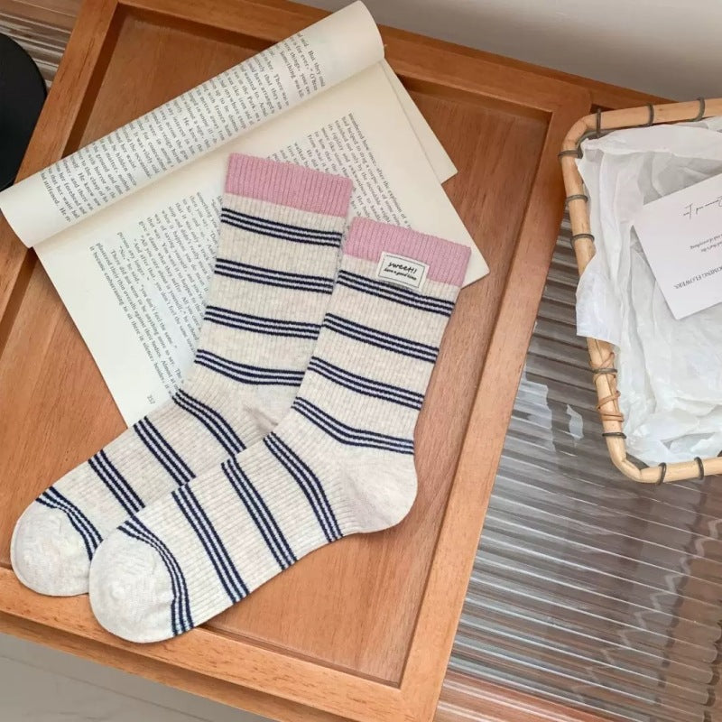 Cute Striped Mini Pompom Soft Crew Socks 6W8FSO670