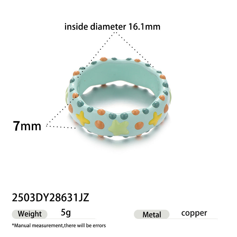 Cute Polka Dots Bowknot Enamel Ring 6W6JRG251