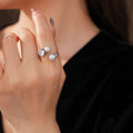 French Cubic Zirconia Pearl Irrregular Open Ring 6W6JRG369