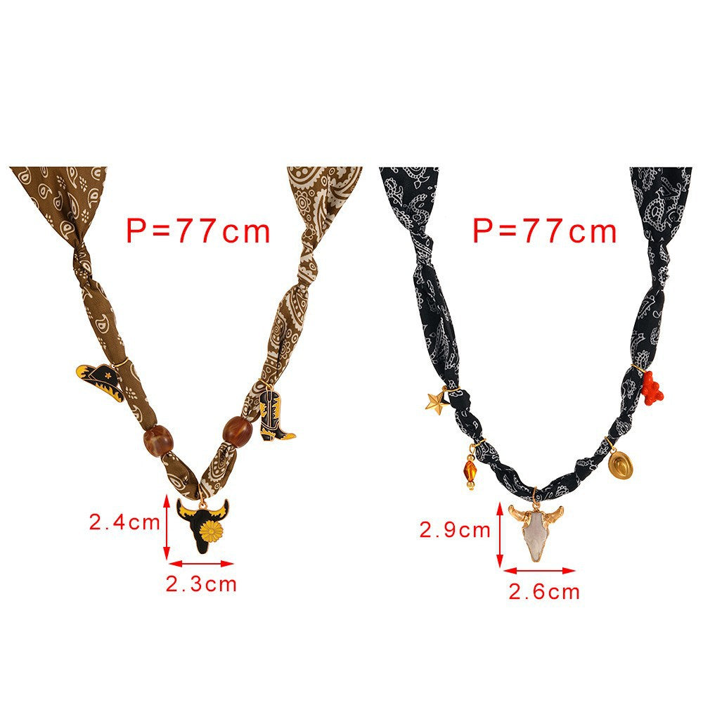 Cowboy Enamel Scarf Necklace - DippedShop Wholesale - #1571