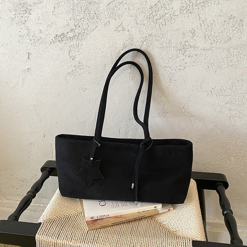 Simple Solid Color Suede Shoulder Bag 6W10BBG1871