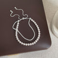 Retro Pearl Cubic Zironia Beaded Chain Bracelet 6W6JBR344