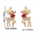 Sparkly Rhinestone Deer Christmas Dangle Earrings 6W6JER686