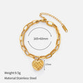 Stylish Gold Plated Heart Floral Pendant Bracelets 6W6JNC636