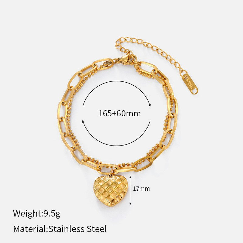 Stylish Gold Plated Heart Floral Pendant Bracelets 6W6JNC636