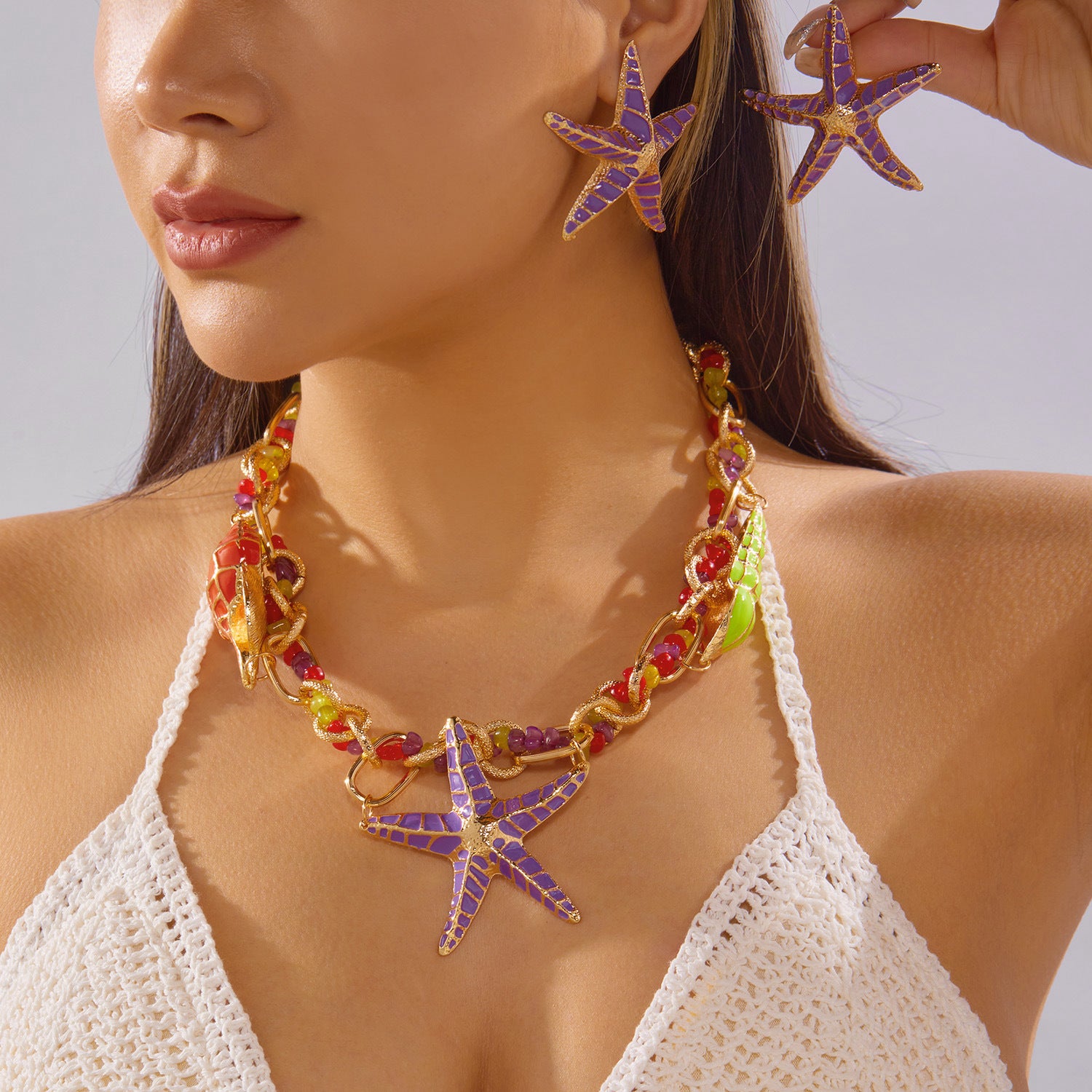 Chunky Starfish Shell Gold Plated Waist Chain 8ZA6JBC102T