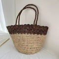 Retro Color Block Straw Handbag - DippedShop Wholesale - #6819