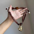 Vintage Irregular Gold Heart Pendant Scarf Necklace 6W6JNC1001